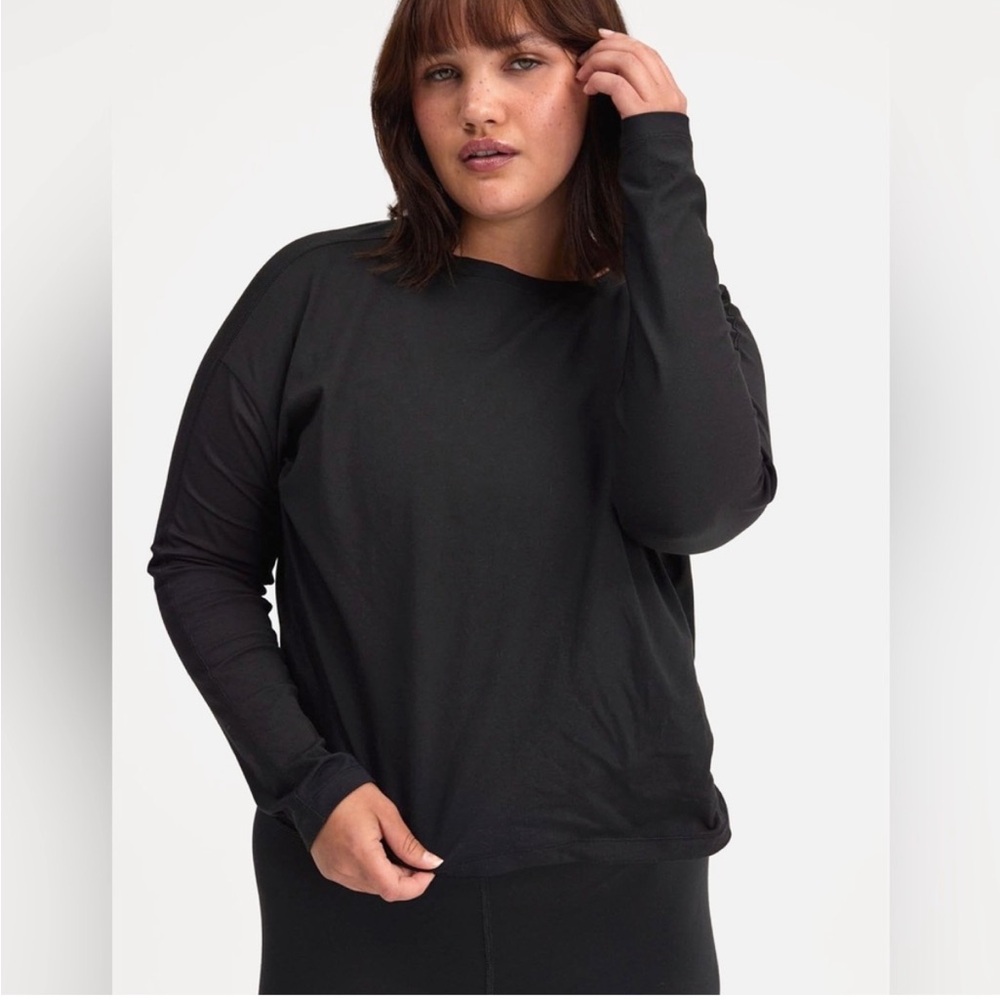 girlfriend collective black long sleeve pullover top new nwt